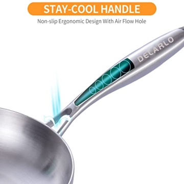 Delarlo Tri-Ply Stainless Steel 8" Frying Pan Chef Skillet