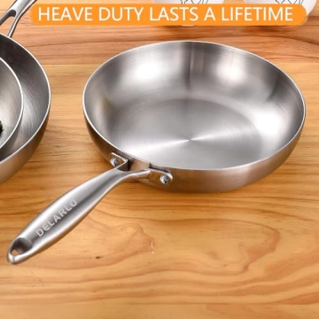 Delarlo Tri-Ply Stainless Steel 8" Frying Pan Chef Skillet