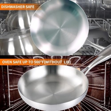 Delarlo Tri-Ply Stainless Steel 8" Frying Pan Chef Skillet