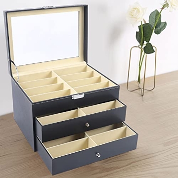 Eapmic Stylish Eyeglass Organizer Case with 24 Slots