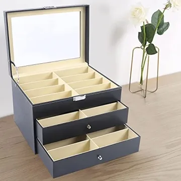 Eapmic Stylish Eyeglass Organizer Case with 24 Slots