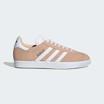 adidas HALBLU/FTWWHT/CBLACK Women's Gazelle W Halo blushFtwr White/Core Black 7.5 US, Wide