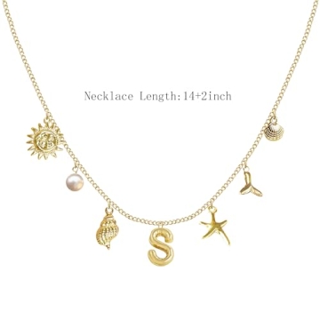 YANCHUN Initial Necklace for Women Beachy Gold Charm Jewelry