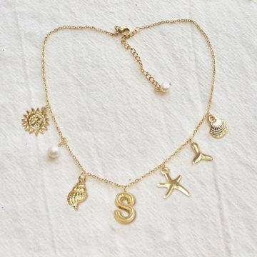 YANCHUN Initial Necklace for Women Beachy Gold Charm Jewelry