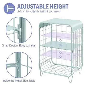 APEXCHASER Cute Nightstand with 3 Tiers and Storage