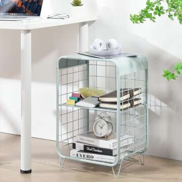 APEXCHASER Cute Nightstand with 3 Tiers and Storage