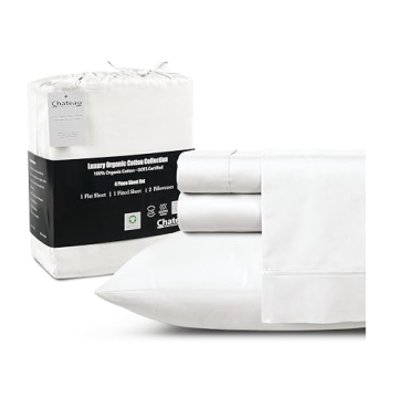 100% Organic Cotton Queen Bed Sheets, 300 Thread Count Bedding Gifts for Women, Cooling Sheets For Q...