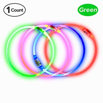 Rechargeable Neon Green LED Dog Collar Adjustable Durable