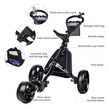JANUS Golf Cart - Lightweight Foldable Golf Push Cart