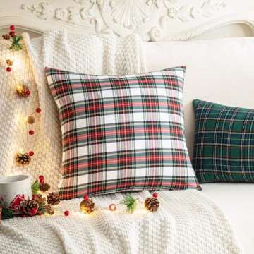 AQOTHES Christmas Plaid Pillow Covers for Festive Decor