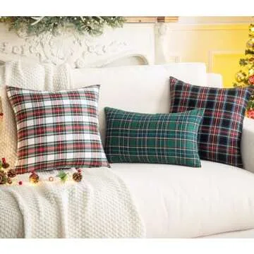 AQOTHES Christmas Plaid Pillow Covers for Festive Decor