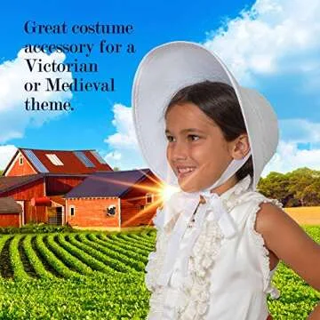 Skeleteen Vintage Old Fashioned Bonnet - White Colonial Pioneer Prairie Felt Sun Hat Costume Bonnets for Women and Children