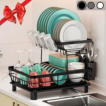 Stylish MOUKABAL 2-Tier Dish Drying Rack for Easy Kitchen Drying