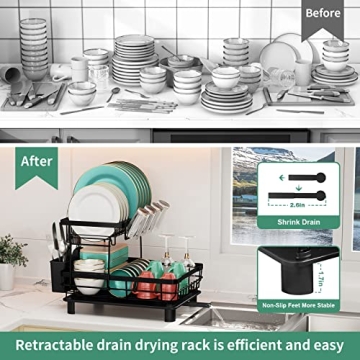 Stylish MOUKABAL 2-Tier Dish Drying Rack for Easy Kitchen Drying