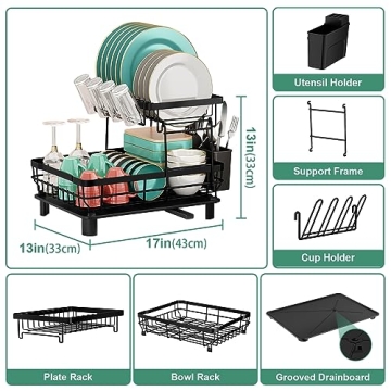 Stylish MOUKABAL 2-Tier Dish Drying Rack for Easy Kitchen Drying