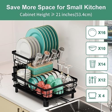 Stylish MOUKABAL 2-Tier Dish Drying Rack for Easy Kitchen Drying
