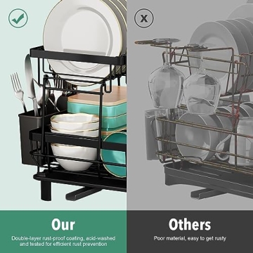 Stylish MOUKABAL 2-Tier Dish Drying Rack for Easy Kitchen Drying
