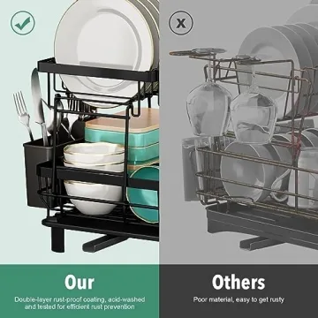 Stylish MOUKABAL 2-Tier Dish Drying Rack for Easy Kitchen Drying