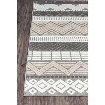 Rugshop Marbella Contemporary Boho Non-Shedding Patio Deck Backyard Indoor/Outdoor Runner Rug 2' x 7' Gray