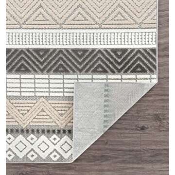 Rugshop Marbella Contemporary Boho Non-Shedding Patio Deck Backyard Indoor/Outdoor Runner Rug 2' x 7' Gray