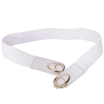 Beltox Women’s Belts Elastic Stretch Cinch Plus Fashion Dress Belts for Ladies (30"-51", White)