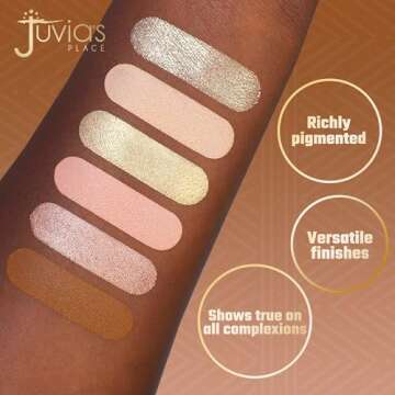 Juvia's Place Palette The Nudes - Neutral Hues, Blush, Sand, & Shimmer, Professional Eye Makeup, Pigmented Palette for Eye Color & Shine, Pressed, Shades of 6