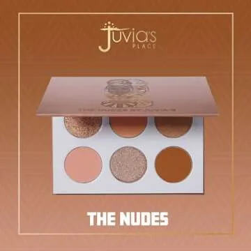 Juvia's Place Palette The Nudes - Neutral Hues, Blush, Sand, & Shimmer, Professional Eye Makeup, Pigmented Palette for Eye Color & Shine, Pressed, Shades of 6