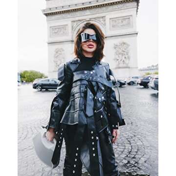 GUVIVI Futuristic Sunglasses for Men Women Oversized Wrap Around Shield Fashion Superhero Chic Mask Sun Glasses Shades