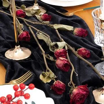 Luxurious Socomi Black Velvet Table Runner for Events