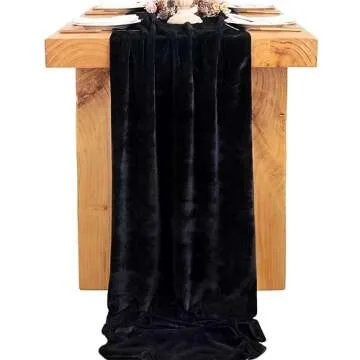 Luxurious Socomi Black Velvet Table Runner for Events