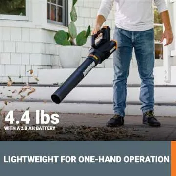 WORX 20V Cordless Leaf Blower WG547, Electric Blower, Powerful Turbine Fan Technology, 2-Speed Control, for One-Hand Operation, PowerShare – 1pc 2.0 Ah Battery and 1pc 0.4 A Charger Included