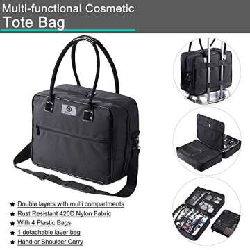 BYOOTIQUE Compact Makeup Train Case for Travel with Adjustable Strap