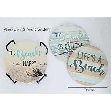 PANCHH Beach Coastal & Ocean Sea Tropical Coasters for Drinks - Set of 6