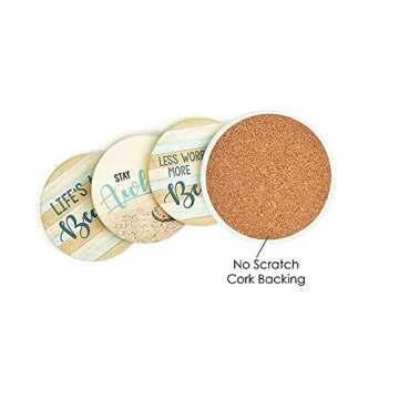 Beach Coasters Set of 6 - Stylish & Absorbent Home Decor