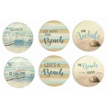 Beach Coasters Set of 6 - Stylish & Absorbent Home Decor