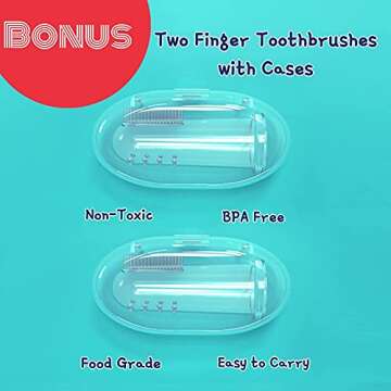 [60 Pcs] Little Fox Baby Oral Cleaner +2 Pcs Finger Toothbrush with Cases, Baby Tongue Cleaner, Newborn Toothbrush, Disposable Tongue and Gum Cleaner, Infant Oral Care and Cleaning for 0-36 Month Baby