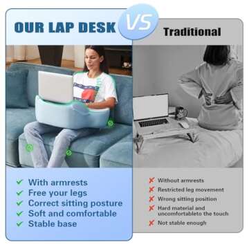 cooloo8 Reading Pillow, Lap Desk, Lap Desk with Cushion, Soft Laptop Pillow for Lap, Portable Desk P...