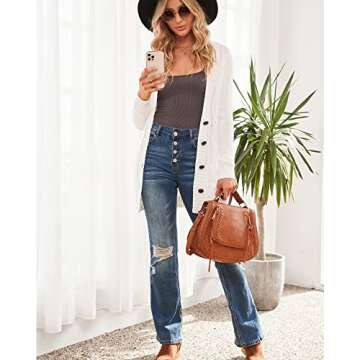 Utyful High Waist Button Fly Ripped Denim Jeans for Women