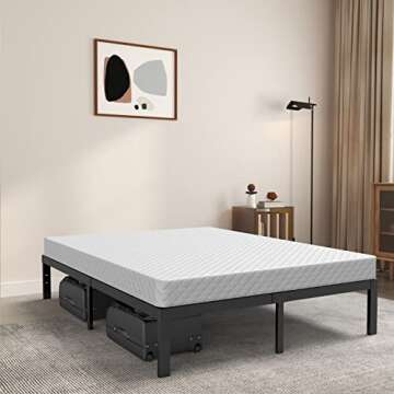 xtfei King Size Bed Frame Heavy Duty Metal Platform No Need Box Spring 14 Inch Beds Frames with Stee...