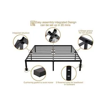 xtfei King Size Bed Frame Heavy Duty Metal Platform No Need Box Spring 14 Inch Beds Frames with Steel Slats Support, Easy Assembly, Under Bed Storage, Noise Free, Black