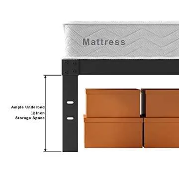 xtfei King Size Bed Frame Heavy Duty Metal Platform No Need Box Spring 14 Inch Beds Frames with Steel Slats Support, Easy Assembly, Under Bed Storage, Noise Free, Black