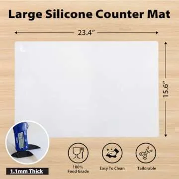 Thick Silicone Counter Mat Large 23.4"by15.6", Heat Resistant Mat for Kitchen Table/Countertop Prote...