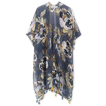 Moss Rose Women's Beach Cover up Swimsuit Kimono with Bohemian Floral Print, Loose Casual Resort Wea...