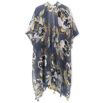 Moss Rose Women's Beach Cover up Swimsuit Kimono with Bohemian Floral Print, Loose Casual Resort Wea...