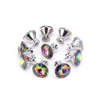 Shopline 10 Pieces Colorful Crystal Glass Drawer Knobs, Door Pull Handle for Cupboard Wardrobe Cabinet Dresser