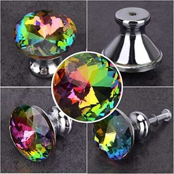Shopline 10 Pieces Colorful Crystal Glass Drawer Knobs, Door Pull Handle for Cupboard Wardrobe Cabinet Dresser