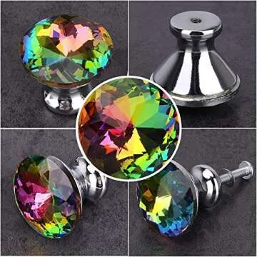 Shopline 10 Pieces Colorful Crystal Glass Drawer Knobs, Door Pull Handle for Cupboard Wardrobe Cabinet Dresser