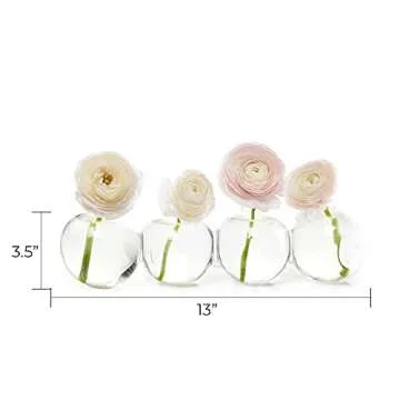 CHIVE ‘Caterpillar’ Bubble Bud Vase for Centerpieces — 4 Hole Multi Chamber Clear Glass Flower Vase for Short Flowers — Large, 13” Long
