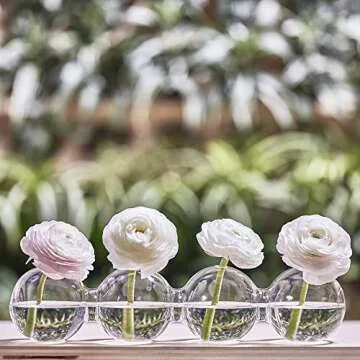 CHIVE ‘Caterpillar’ Bubble Bud Vase for Centerpieces — 4 Hole Multi Chamber Clear Glass Flower Vase for Short Flowers — Large, 13” Long