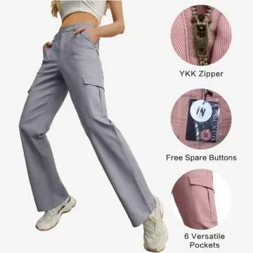 Lepunuo Cargo Pants for Women High Waisted Casual Pants Baggy Stretchy Wide Leg Y2K Streetwear with 6 Pockets Blue Grey